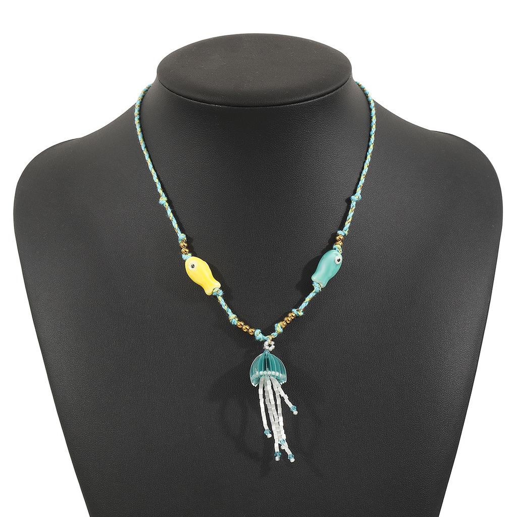 Summer Style Elegant Stainless Steel Gold Plated Scarf Necklace DIY Flower Marine Organisms Pendant Women's Jewelry Holiday