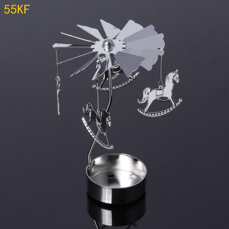 55KF Rotating Holder Rotary Tealight Holder Christmas Table Decoration Windmill Revolving Candlestick for Wedding Gift