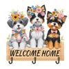 Wooden Diamond Art Hanging Hooks with 3 Hooks Rhinestone Painting Coat Hook Welcome Home Dog DIY Diamond Painting Art Hooks