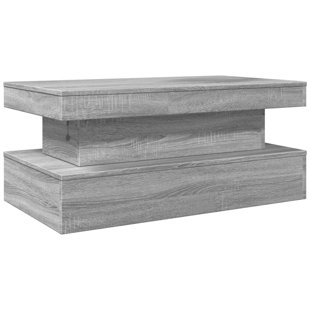 Coffee Table with LED Lighting, Grey Sonoma Oak, 90x50x40 Cm