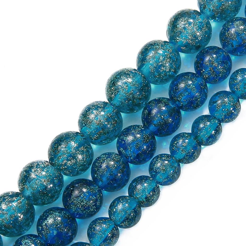 10pcs/Bag Glass Beads Round Ball Handmade Luminous Lampwork Loose Beads for Earring Bracelet Necklace DIY Jewelry Making Findings