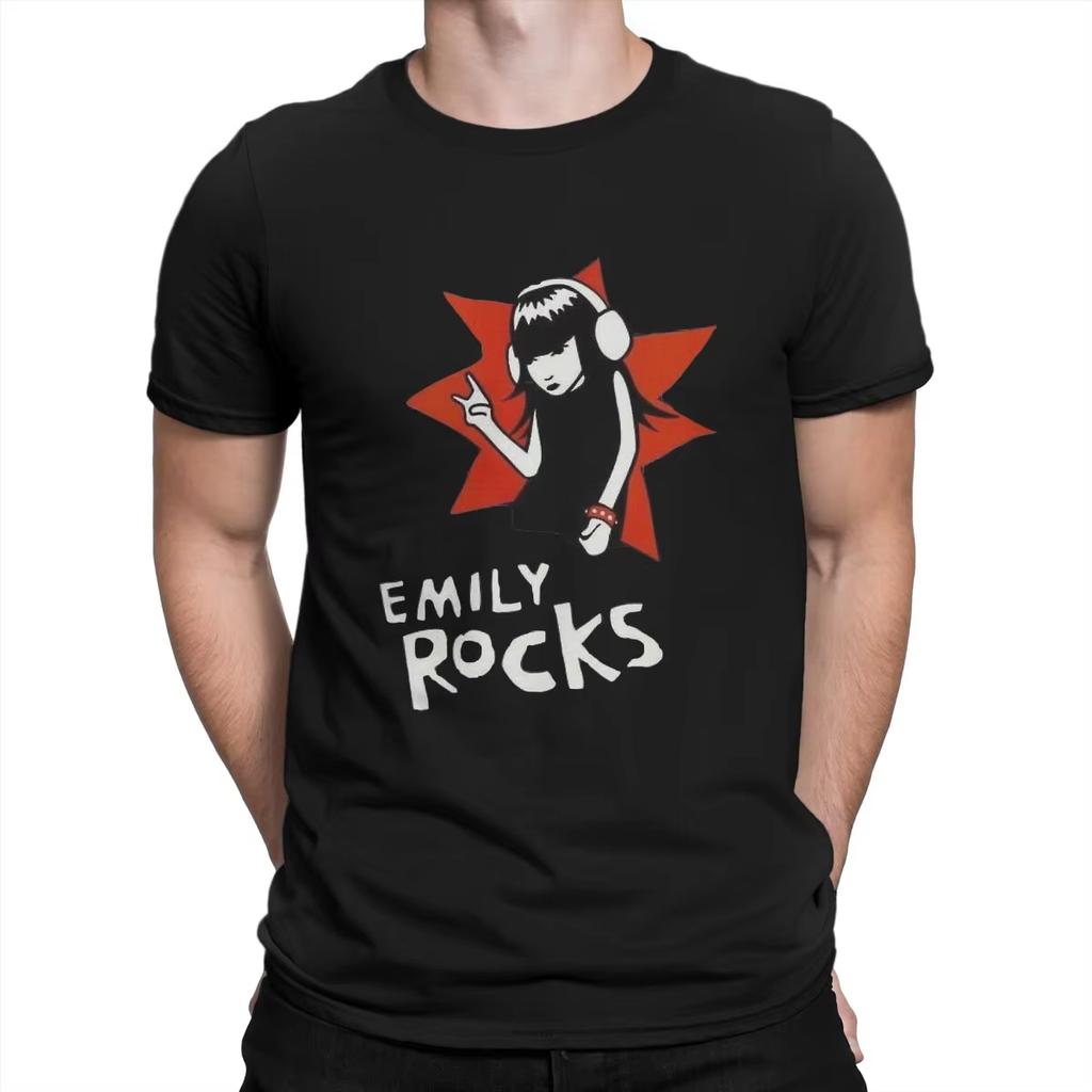 Humorné klasické pánské tričko z čisté bavlny s krátkým rukávem s potiskem kresleného filmu Emily The Strange