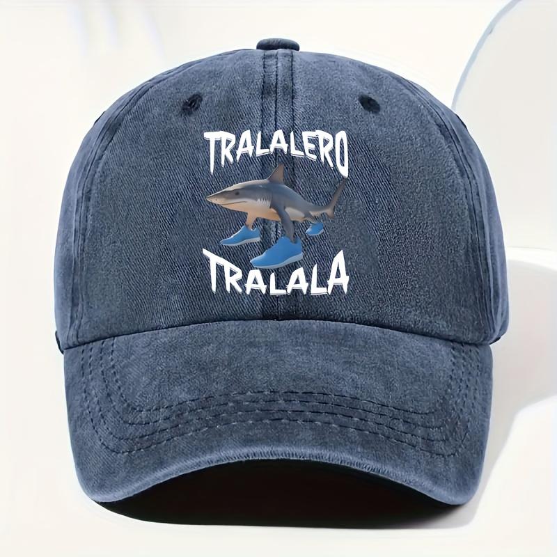 pc Tralalero Tralala Shark Letter Print Adjustable Retro Washable Baseball Cap Unisex Street Style Outdoor Sun Hat  Perfect G