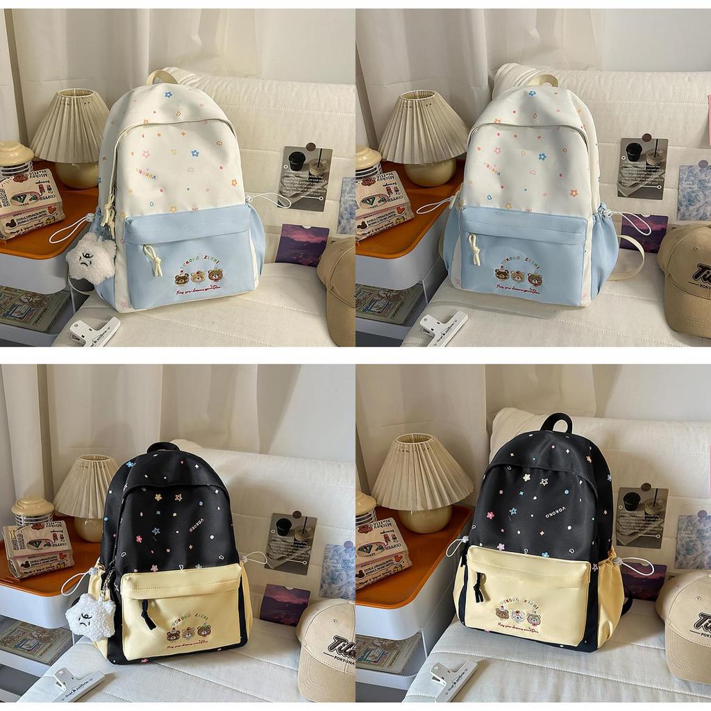 Youthful Star Pattern Shoulder Backpack With Embroidery For School Students