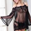 Damen Sexy durchsichtiges, schulterfreies Unterwäsche-Kleid, Nachtwäsche, Spitzen-G-String-Set