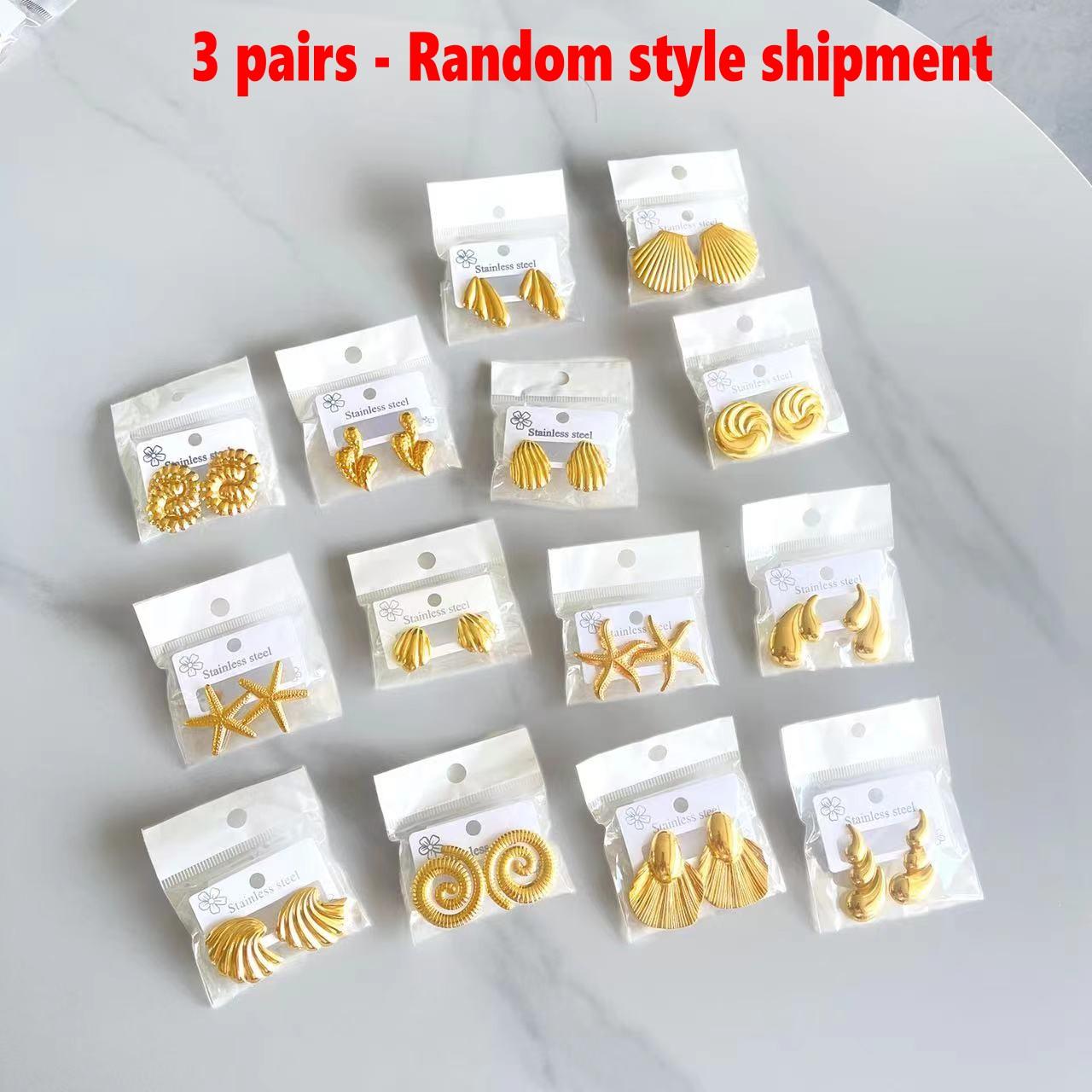 

Элегантные женские крупные серьги-пусеты Винтажная текстура линии Минималистичный Ракушка Морская звезда Морская жизнь Дизайн Стиль Случайная доставка
