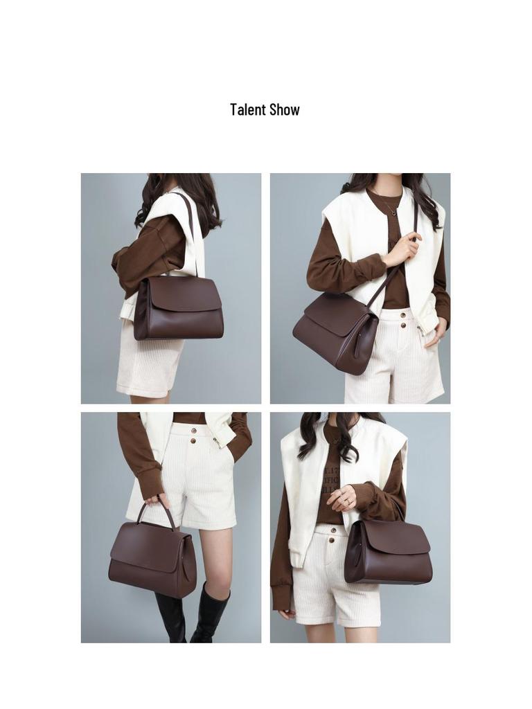 Versatile Women's Genuine Leather Crossbody Bag - Large Capacity, Popular Autumn/Winter Handbag