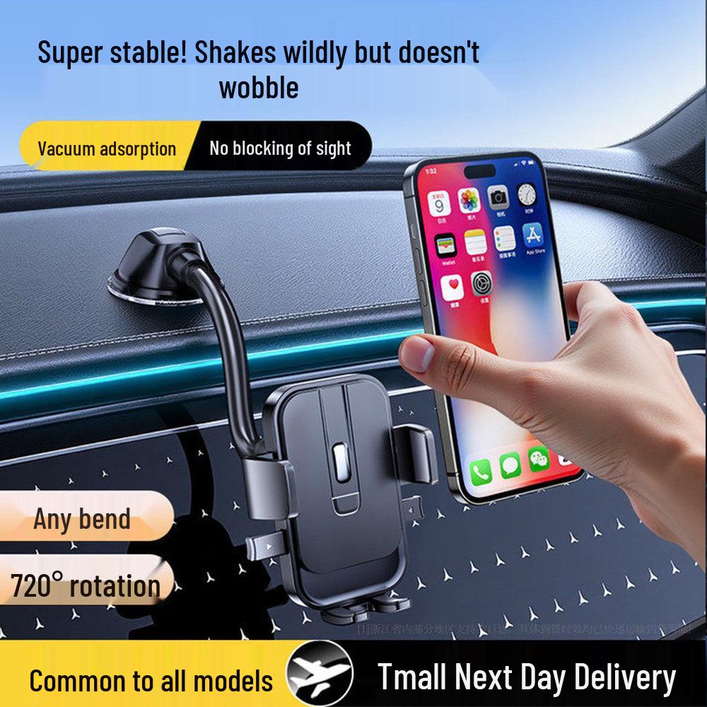 360° Car Phone Holder with Suction Cup and Vacuum Support