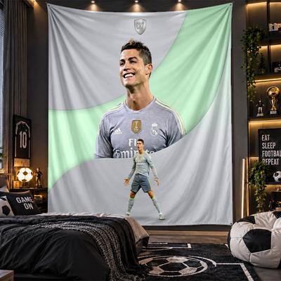 Gobelin wiszący na ścianę z nadrukiem Cristiano Ronaldo Tkanina do salonu Sypialni Dekoracja domu