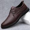 Men's Genuine Leather Breathable Lace-up Casual Shoes for Summer