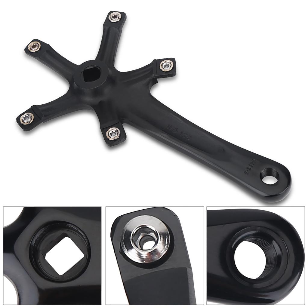 1Pair 170MM Mountain Road Bike Alloy Single Crankset Repair Parts (Black)