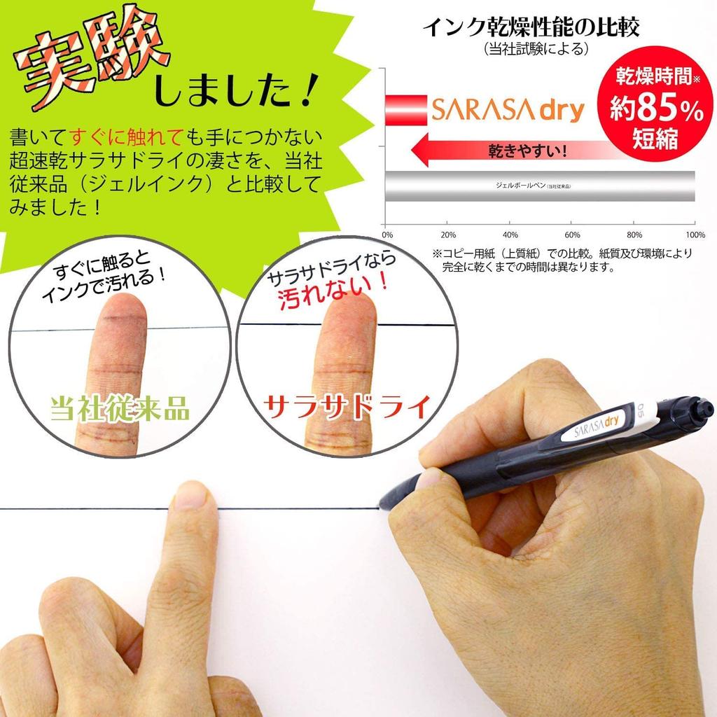 Zebra Sarasa Dry Gel Ballpoint Pack of Pen, 0.4mm, Black, 3, JJS31-BK-3AZ