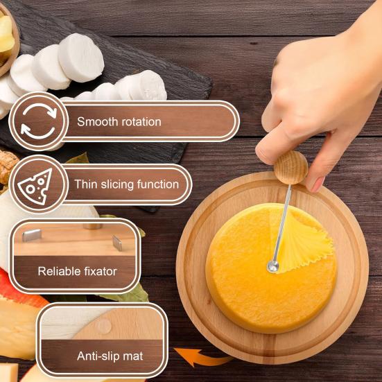 Yousheng Cheese Grater Cutter with Stainless Steel Sharp Blade Solid Wood Base Ergonomic Cheese Curler Chocolate Slicer Butter Grater Kitchen Tool
