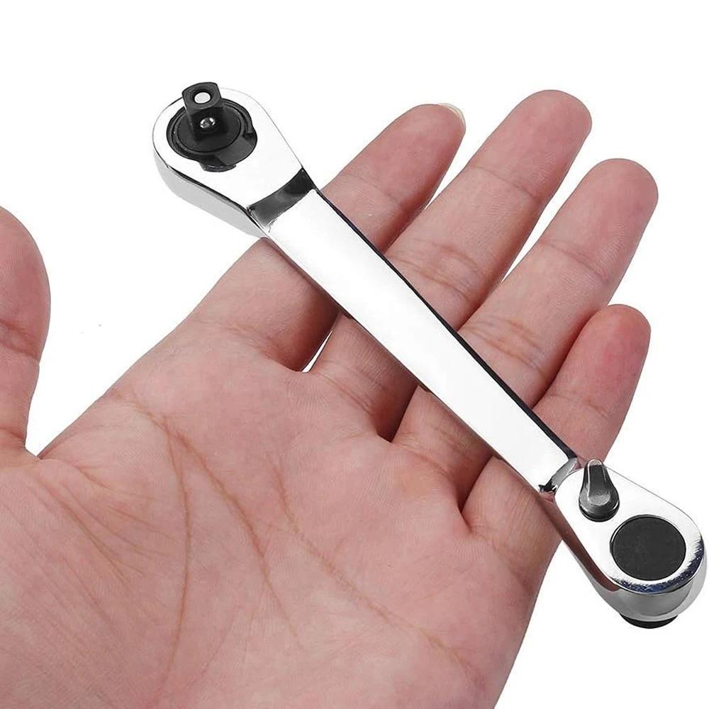 1pcs 2-in-1 Mini Socket Ratchet Wrench Double Head  Head Screwdriver Handle Quick Small Wrench Hand Tools