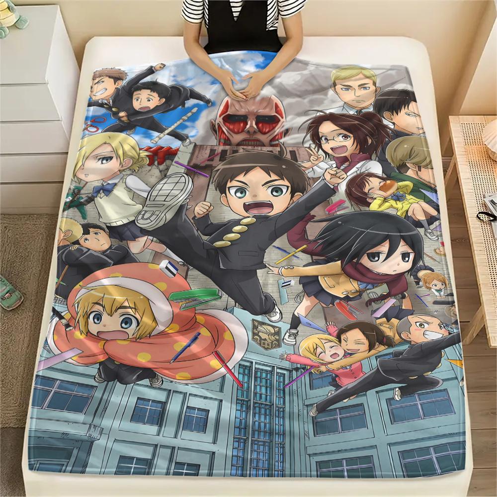 1PC Attack On Titan Print Flannel Blanket, High Quality All Seasons, Home Decor, Warmth and Comfort, Perfect for Christmas Gifts