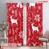 2pcs,2D Plane Printing Curtain Popular Christmas Reindeer and Bells Durable 100% Polyester Fabric (without Rod) Decorations