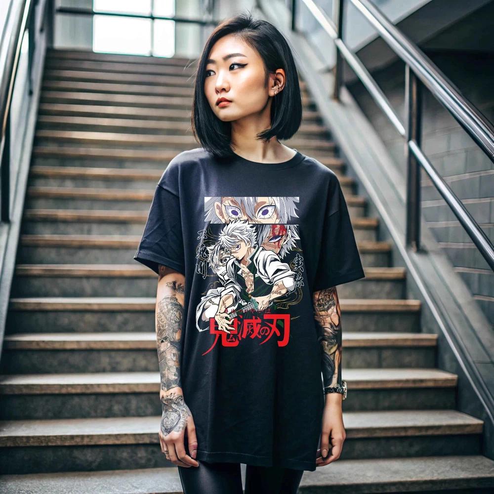 Anime Sanemi Shinazugawa Wind Hashira Demon Slayer Horror Black Tshirt S