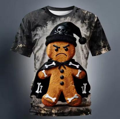 Christmas Gingerbread 3D Printed Men s Short Sleeve T-Shirt Crew Neck Top Daily Vacation Holiday Party Street Men s Clothing XXS