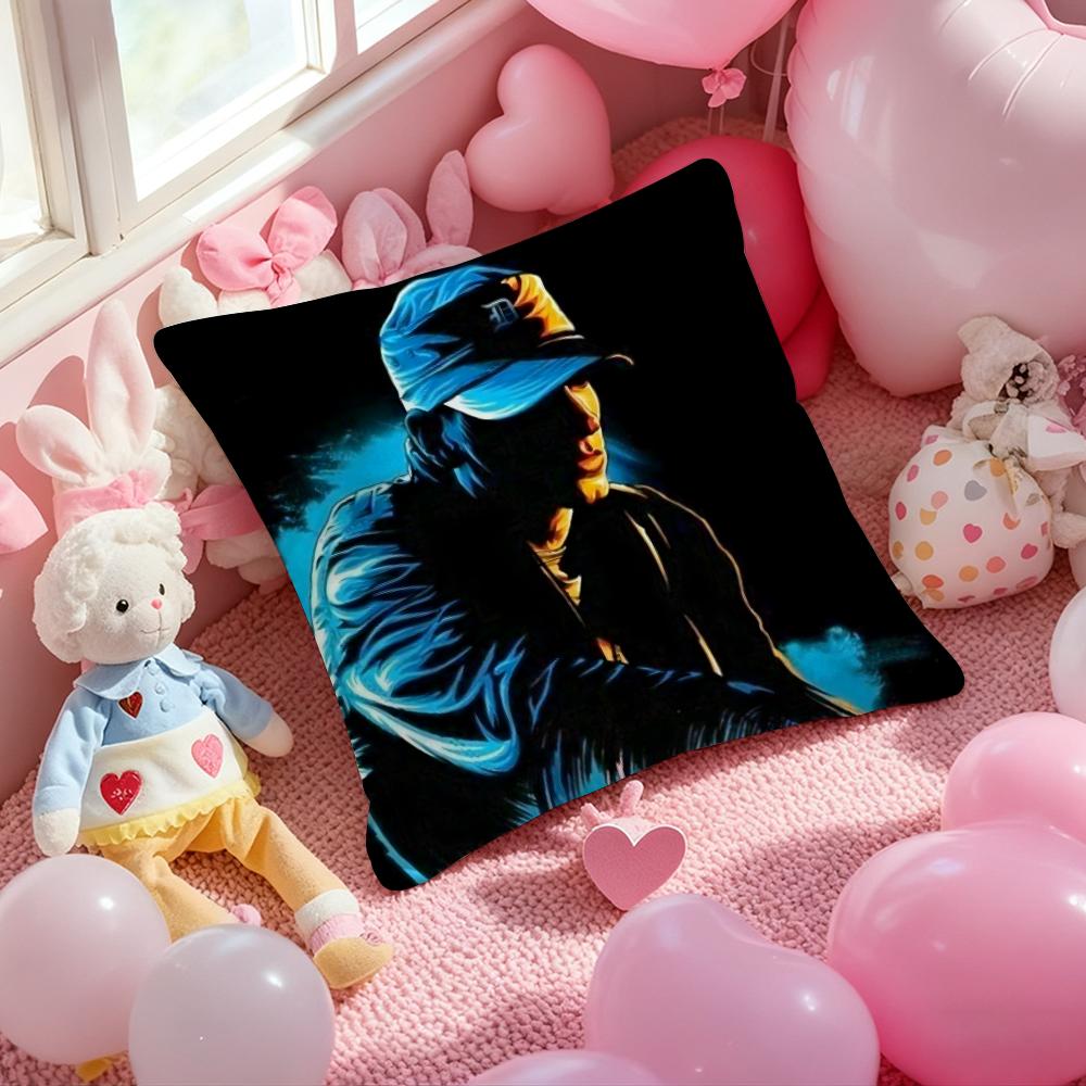 EEminem Mile Hip Hop Rapper Pillow Case Soft Plush Fabric DoubleSided Printed Cushion Cover Warm Winter Sofa Pillow Case