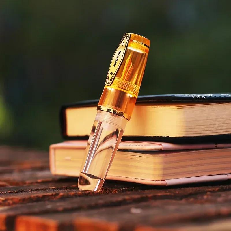 MAJOHN Q3 Short Fountain Pen Color Transparent Cute with Gold Plated Point Exquisite Small Fat Pens Stationery Supplies