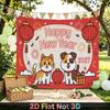 Party Backdrop New Year Red Flat Festive Lantern Multi Layered Celebrations Event Backdrop Decoration Front Door Decor