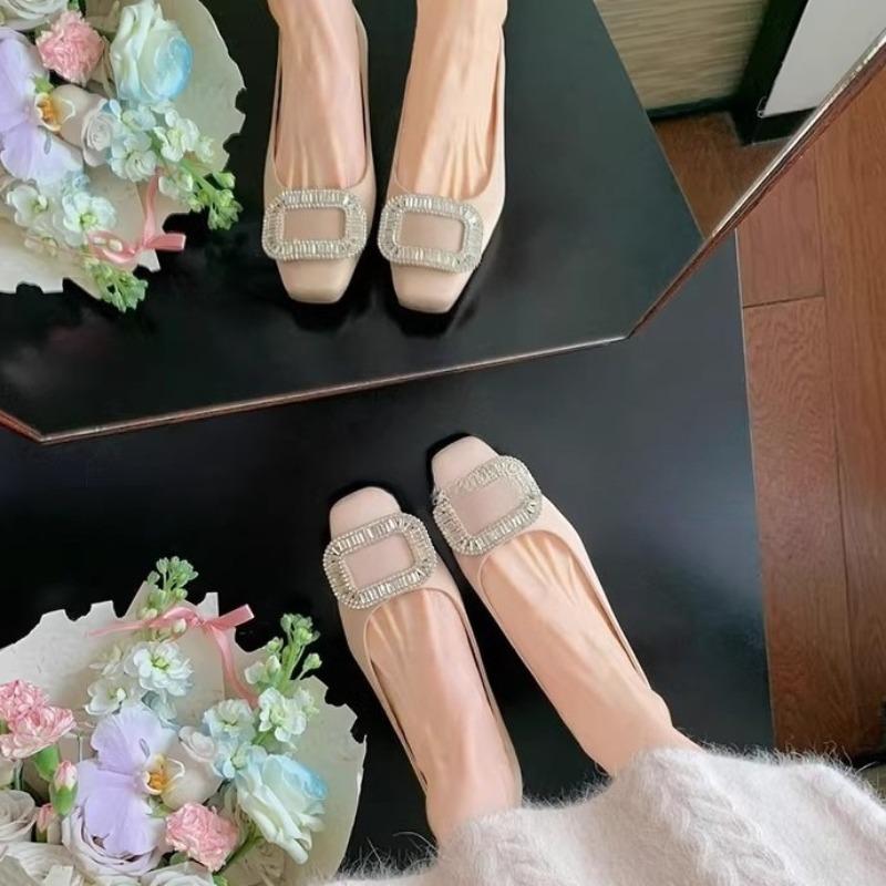 Rutschfest, Hohe Innensohle, Eckige Zehenpartie, Flacher Absatz Damenschuhe