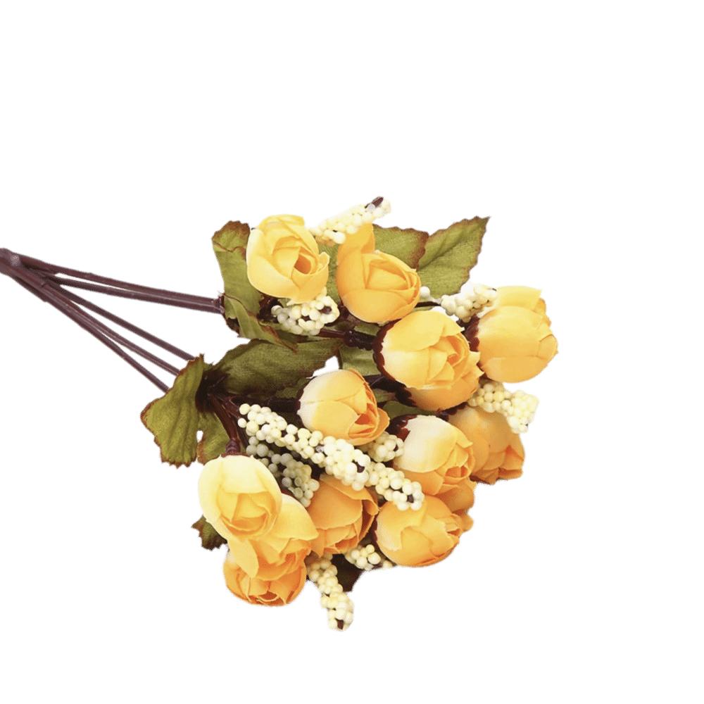 Silk Cloth fabric mini rose decorative flower stems pearl decorated artificial flower arrangement