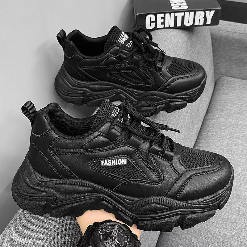 Men's shoes 2025 new niche thick-soled heightened breathable mesh trendy casual sports shoes little white shoes dad shoes men