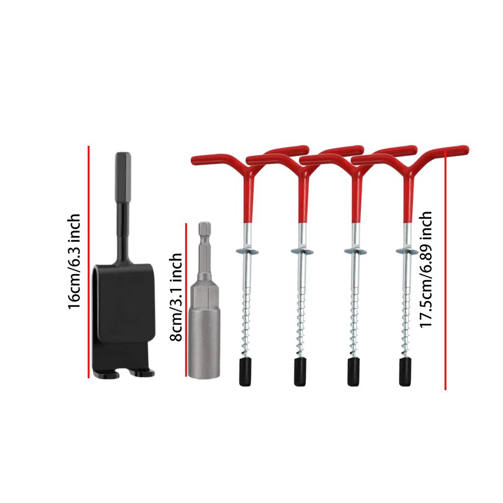 Ice Anchor Tool Kit 1pc Ice Anchor Drill Adapter with 4pcs Threaded Spikes  Fishing Shelter Stakes Universal Fishing Tool