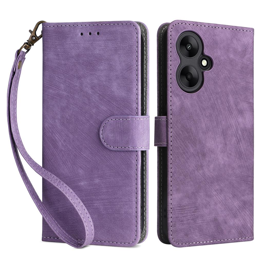 For Xiaomi Redmi 13C 5G/Redmi 13R 5G/Poco M6 5G Case RFID Blocking Leather Phone Shell with Wrist Strap