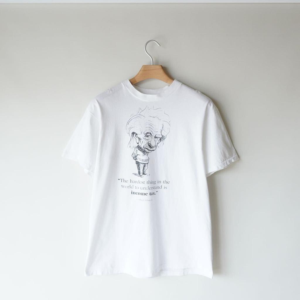 90S Einstein T-Shirt Print Short Sleeve Vintage White Art No.yo1454