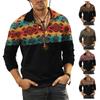 Men'S Lapel Long Sleeve Shirt 3D Printed Casual Top Loose Sports Lapel Shirt