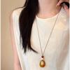 Coffee circle braided rope necklace women's simple fashion high-end long sweater chain light luxury niche accessories