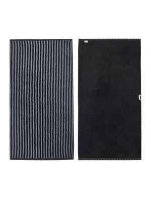 מגבת חוף Nau עם פסים אורכיים אפור כהה