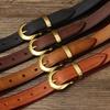 2024 Leather Belt Women'S Trend Personality Retro First Layer Pure Cowhide Jeans Belt Women