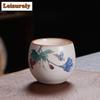 Handmade Ru Kiln Ceramic Teacup Hand-painted Landscape Master Cup Ice Cracked Glaze Large Tea Bowl Opening Chazhan Kungfu Teaset