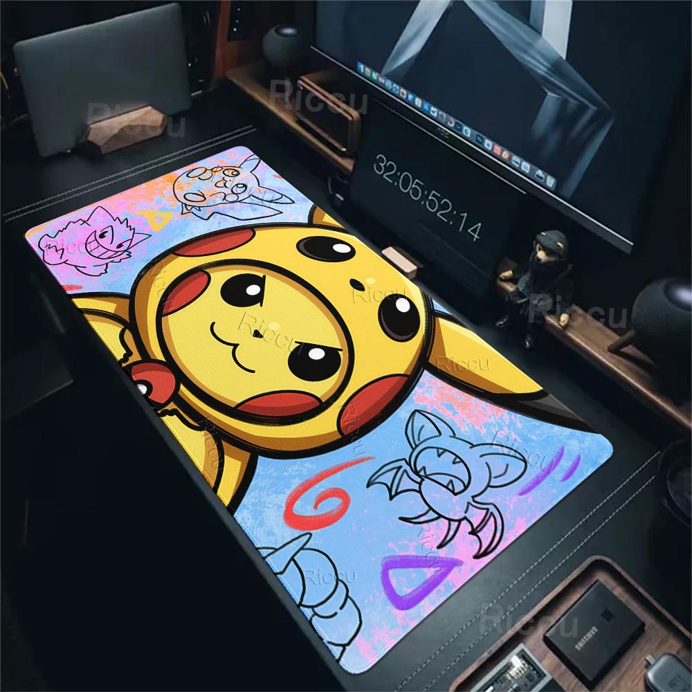 Mouse Pads Extended Gaming Mechanical Keyboard Pad Pokemon Graffiti Pikachu Pattern Gaming Accessories Carpet Kawaii Nonslip Rug