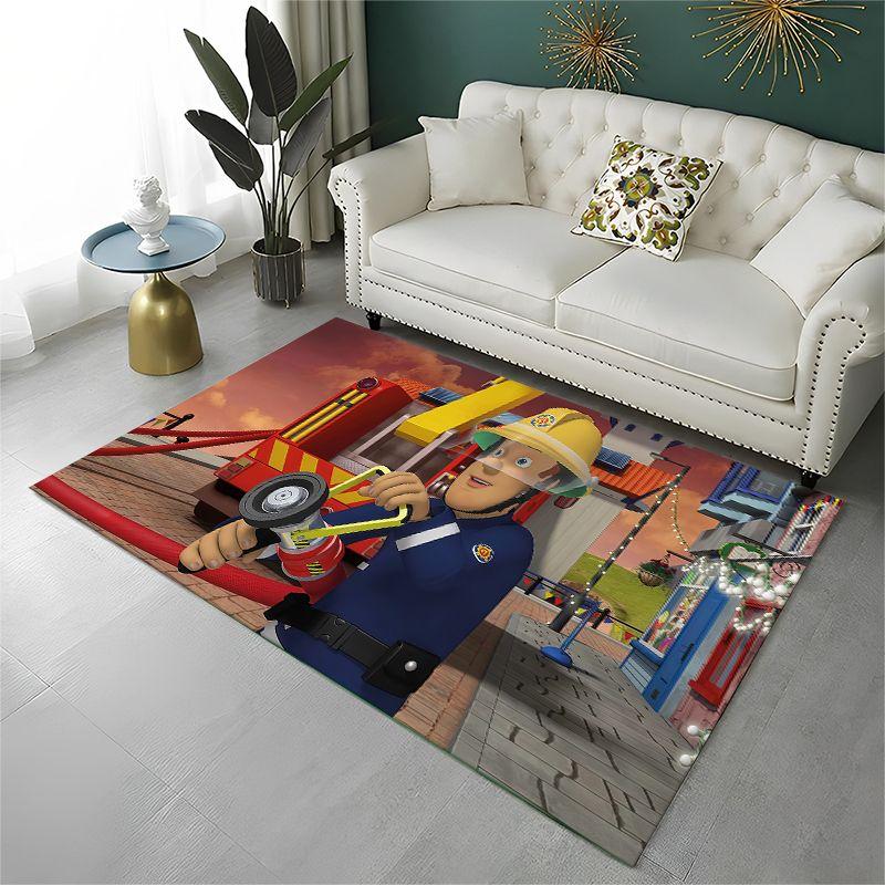 Cartoon Fireman Sam Non-Slip Area Rug for Living Room,Bedroom,Playroom,Soft Carpet Floor Mat Home Decor Rug Room Gift