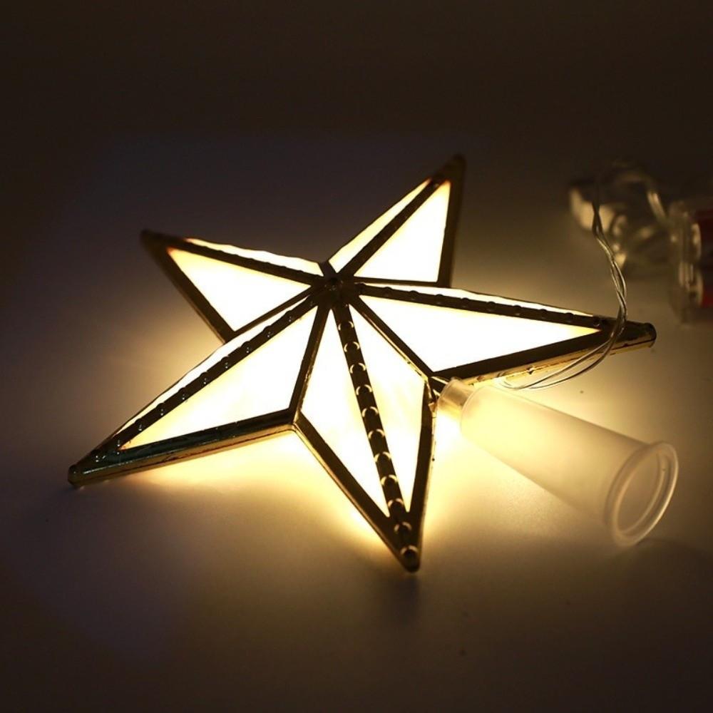 Glitter Shining Christmas Tree Topper Five-pointed Star Glowing Star Light  Home Decor