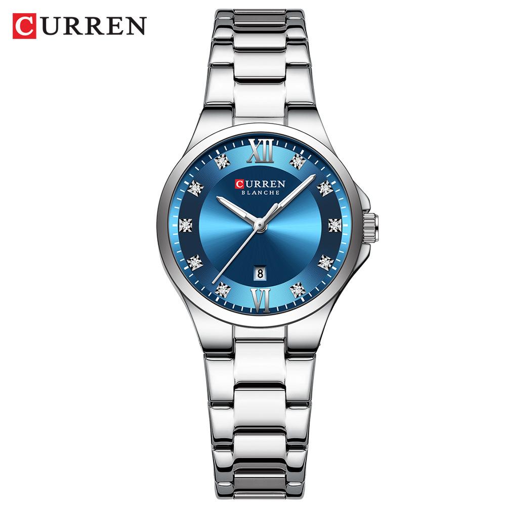 CURREN Brand Quartz Watch for Women Fashion Luxury Round Stainless Steel Waterproof Luminous Ladies Wristwatch