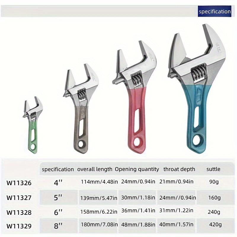 Regulowany Mini Lekki Wielofunkcyjny Klucz, 4/5/6/8 Calowy, Powierzchnia Czarny Nikiel, Odporny na Rdzę, Duże Otwarcie