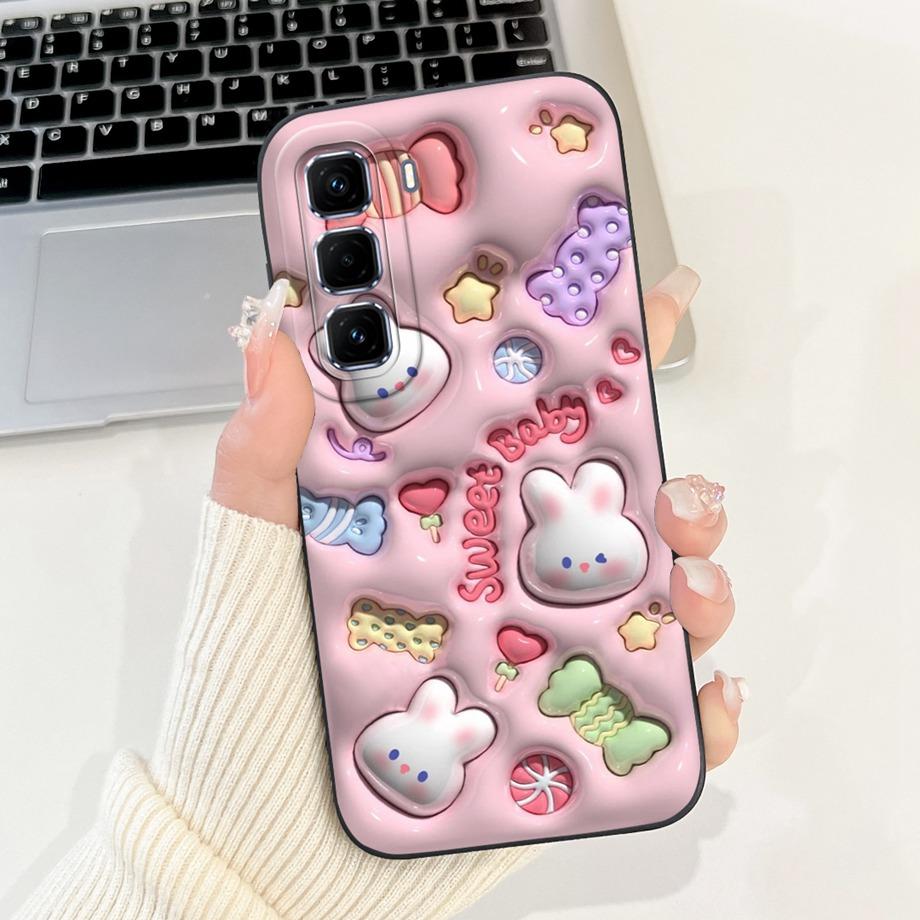 For Infinix Hot 50 Pro+ Hot50 Pro Hot 50 Pro Plus 4G Phone Case Soft Silicone Back Cover Love Heart Girly Flower Painting Fundas