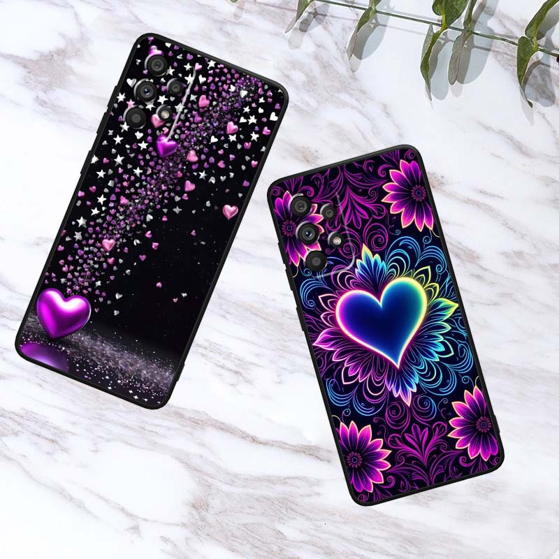 Luxurious Love Design Art Case For Samsung A41 A35 A34 A33 A32 A25 A24 A23 A21s A06 A05 A04 A03 Note 10 20 Ultra 5G Black
