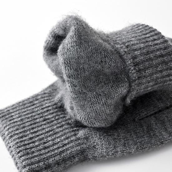 Women Knitted Gloves Winter Gloves with Red Nails Thickened Warm Full Finger Gloves for Daily Outings Skiing Cycling