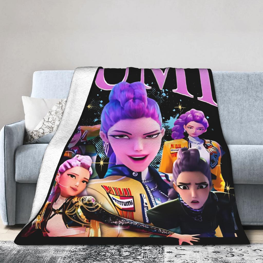 Huntrix Blanket Cover Coral Fleece Plush Kpop Demon Hunters Lightweight Throw Blankets for Home Couch Bedspread
