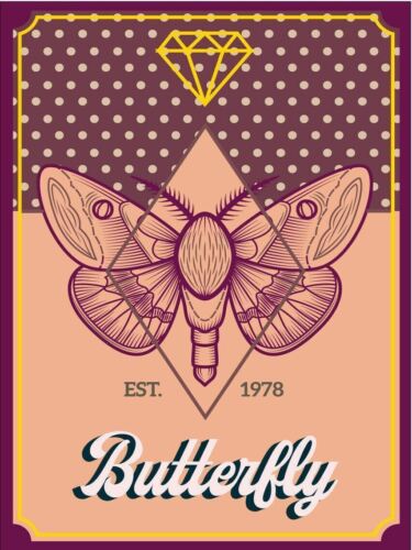 

Metal plaque vintage retro style Butterfly EST 1978 Classic tin door signAluminum 20x30cm（7.8x11.8inch）