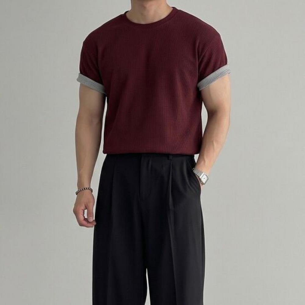 Onl Men Ringer Knit Muscle Fit Short Sleeve