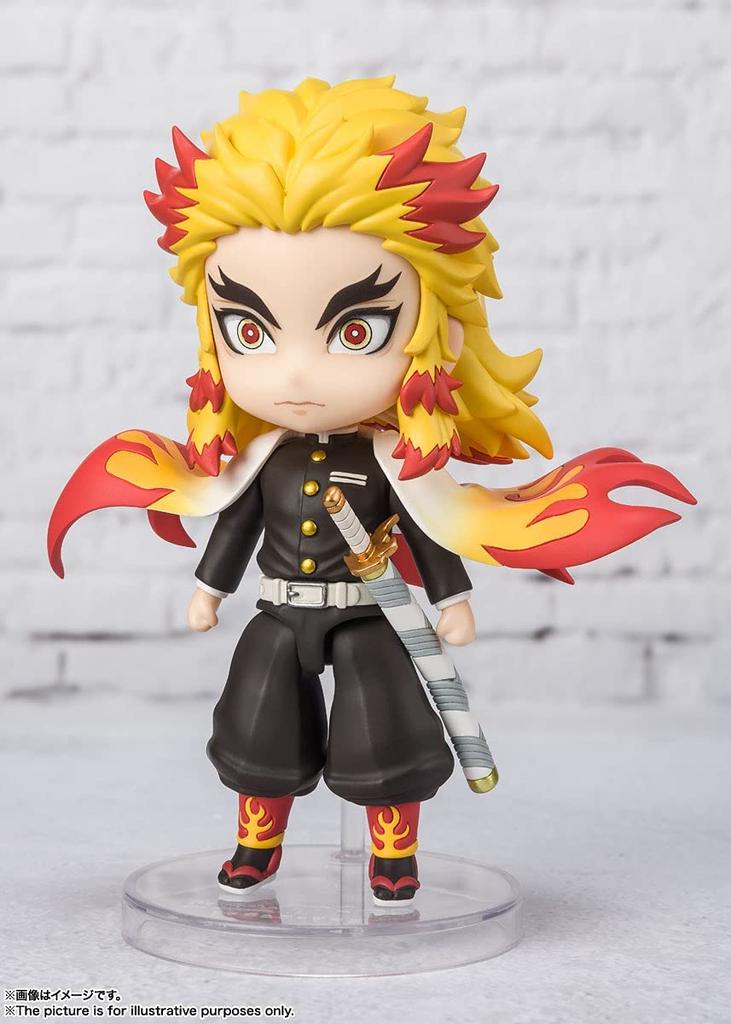 TAMASHII NATIONS Figuarts mini Demon Slayer: Kimetsu no Yaiba Rengoku Kyojuro Flame Breathing, approximately 90mm, PVC & ABS painted action figure