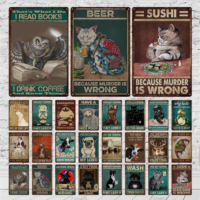 Język migowy zwierząt Kolorowy metalowy znak Dekoracja pokoju Bar Plakat ścienny Puszka Retro Zardzewiały napój Żelazo Piwo Dekoracja hotelu