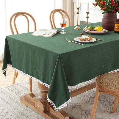 Mantel de tela de algodón con borlas y costuras, lavable, para bodas, fiestas, cenas, banquetes, decoración, lujoso mantel